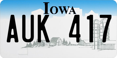 IA license plate AUK417