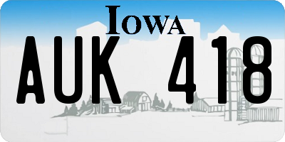IA license plate AUK418