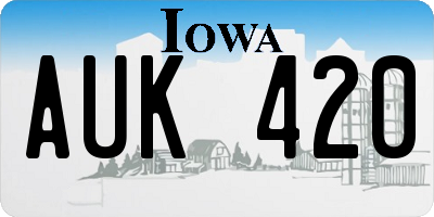 IA license plate AUK420