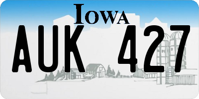 IA license plate AUK427