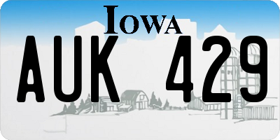 IA license plate AUK429