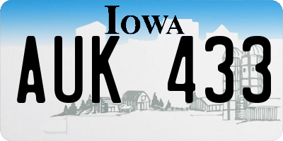 IA license plate AUK433