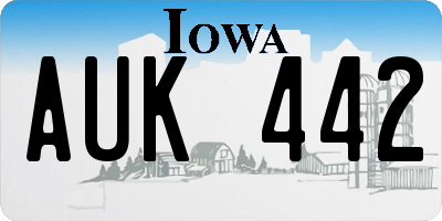 IA license plate AUK442