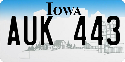 IA license plate AUK443