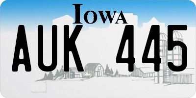 IA license plate AUK445