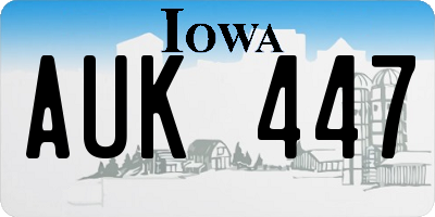 IA license plate AUK447