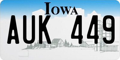 IA license plate AUK449
