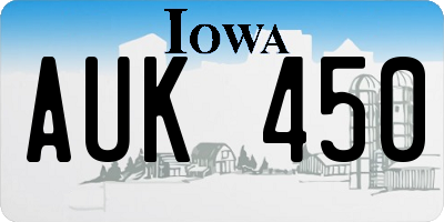 IA license plate AUK450