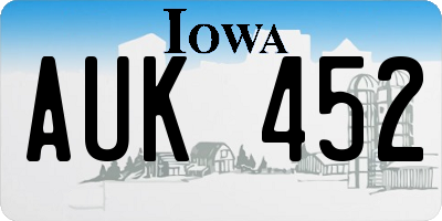 IA license plate AUK452