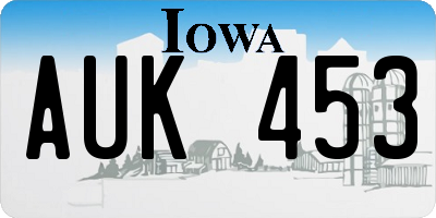 IA license plate AUK453