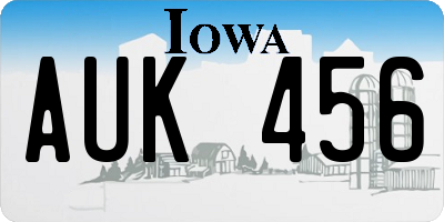 IA license plate AUK456