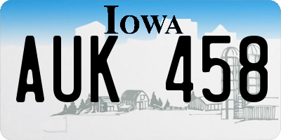 IA license plate AUK458