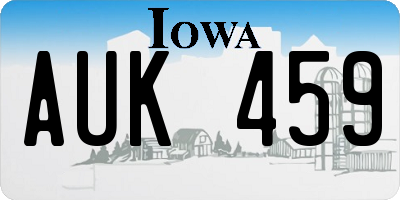 IA license plate AUK459