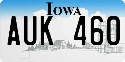 IA license plate AUK460