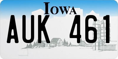 IA license plate AUK461