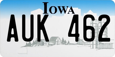 IA license plate AUK462