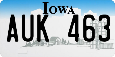 IA license plate AUK463