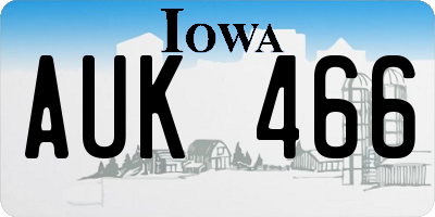 IA license plate AUK466