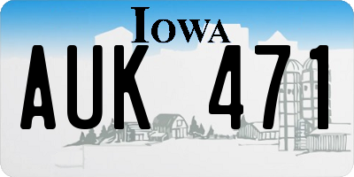 IA license plate AUK471