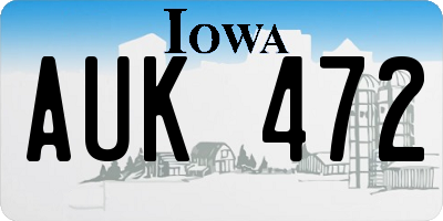IA license plate AUK472