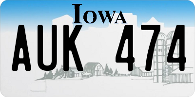 IA license plate AUK474
