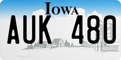 IA license plate AUK480