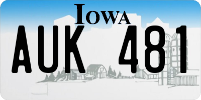 IA license plate AUK481