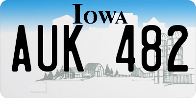 IA license plate AUK482