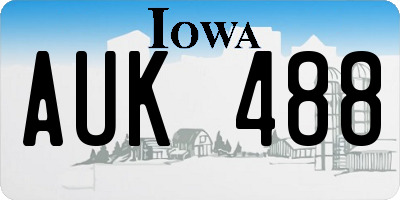 IA license plate AUK488