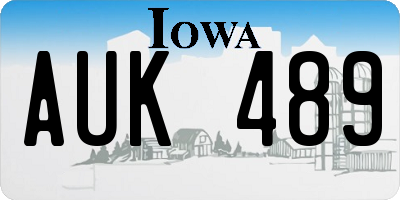IA license plate AUK489