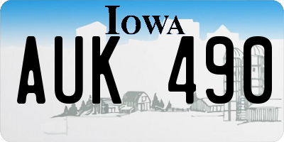 IA license plate AUK490