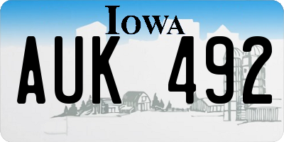 IA license plate AUK492