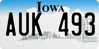 IA license plate AUK493