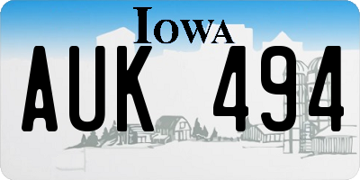 IA license plate AUK494