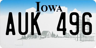 IA license plate AUK496
