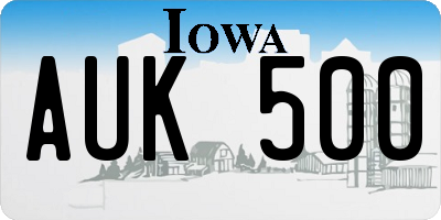 IA license plate AUK500
