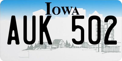 IA license plate AUK502