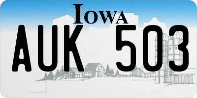 IA license plate AUK503