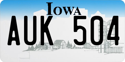 IA license plate AUK504