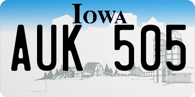 IA license plate AUK505