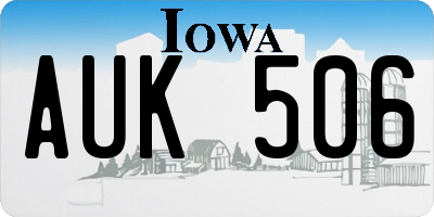 IA license plate AUK506