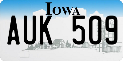 IA license plate AUK509