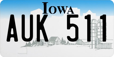 IA license plate AUK511