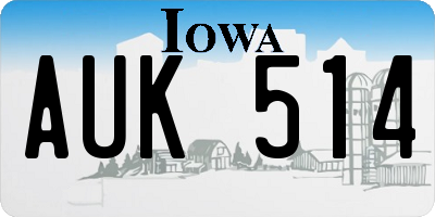 IA license plate AUK514