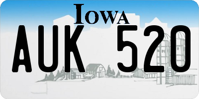 IA license plate AUK520