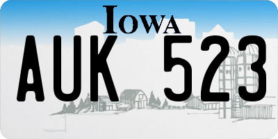 IA license plate AUK523