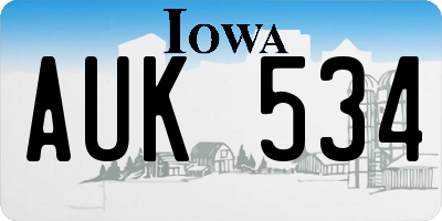 IA license plate AUK534