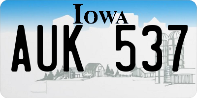 IA license plate AUK537