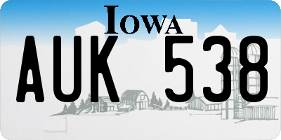 IA license plate AUK538