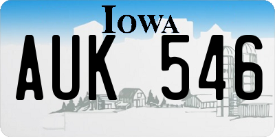 IA license plate AUK546